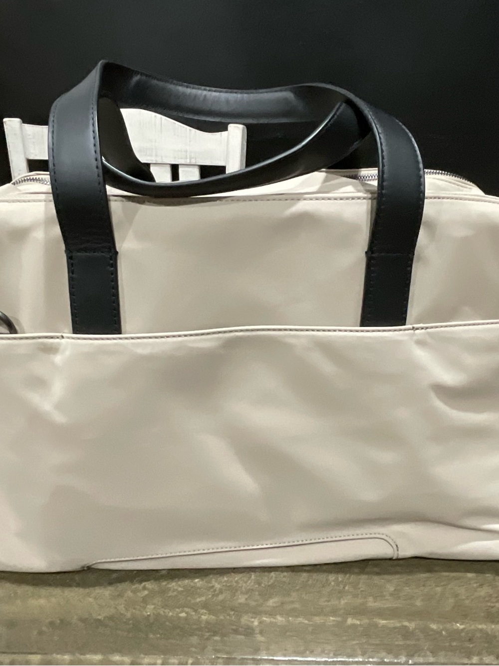 Away Cream Tote Bag with Black Handles and Detachable Strap - Picture 8 of 15